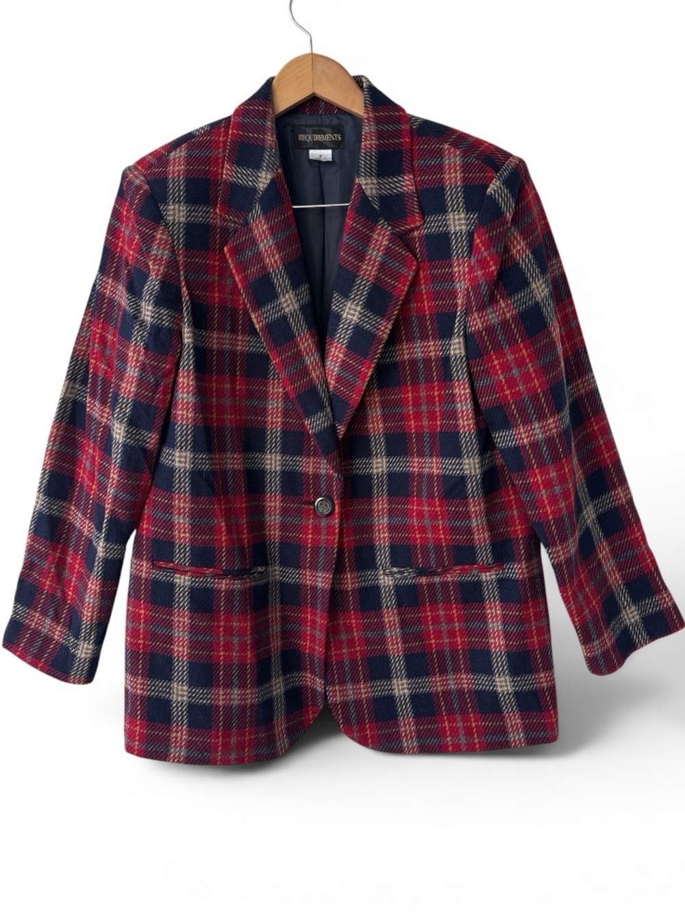Vintage Requirements Wool Blend Plaid Blazer Women's Size 8